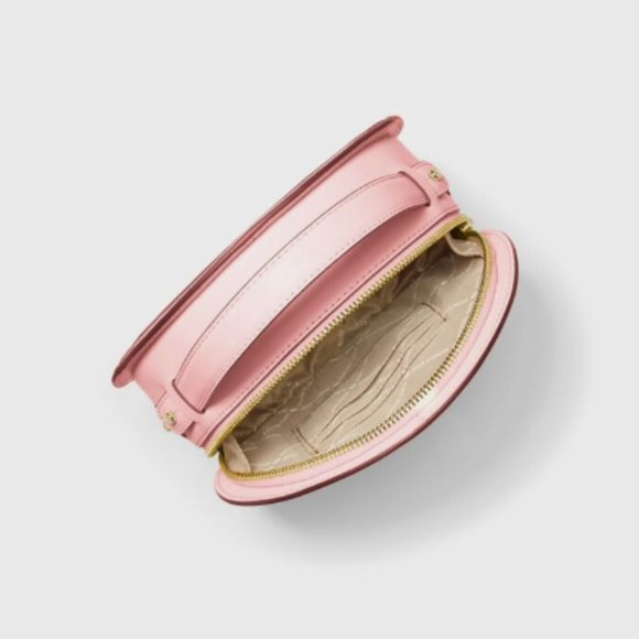 New Leather Michael Kors Aidy Medium Canteen Crossbody Handbag in Pink Blush - Picture 2 of 4